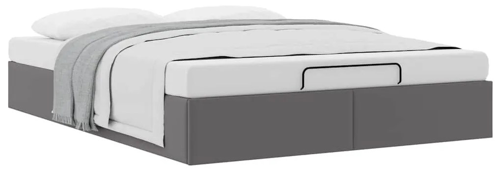 Ottomán ágykeret matrac nélkül szürke 140x190 cm műbőr