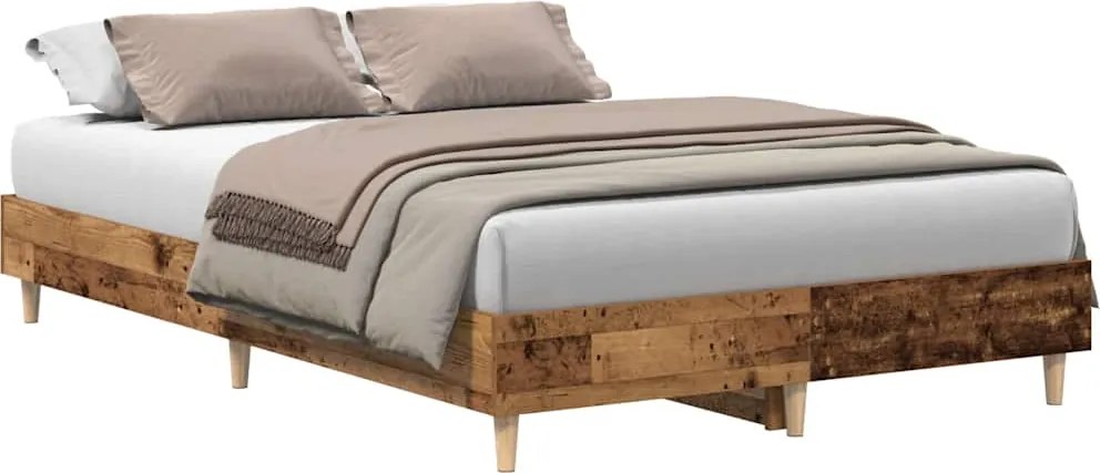 vidaXL antik fa szerelt fa ágykeret matrac nélkül 120x200 cm