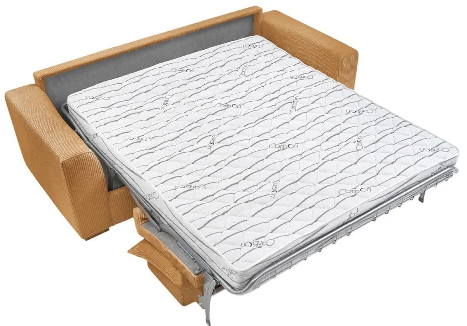 Mustársárga kordbársony kinyitható kanapé 225 cm Augustin – Bobochic Paris