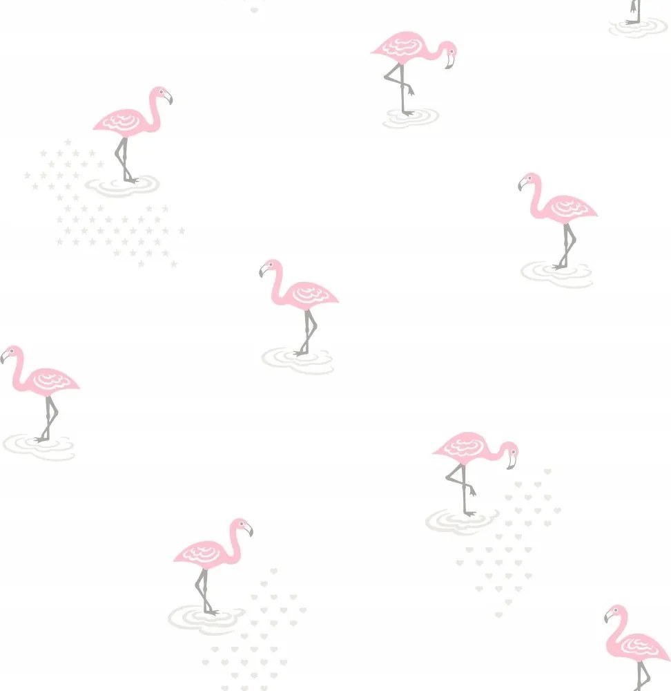 Vinyl fali tapéta rózsaszín Flamingó ifjúsági mosható flizelin