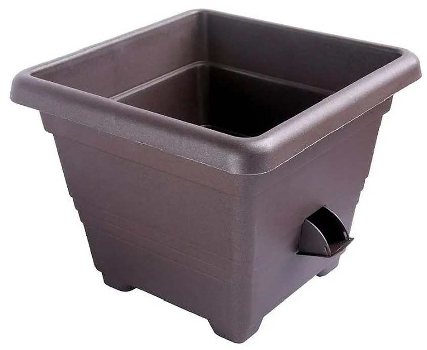 Plastia Bergamot önöntöző virágtartó 25 x 25 cm barna