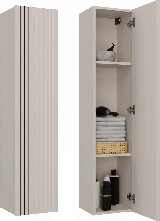 TIGO 1D fürdőszoba szekrény 31x29.5x135 cm függesztett, kasmír, fekete csíkos