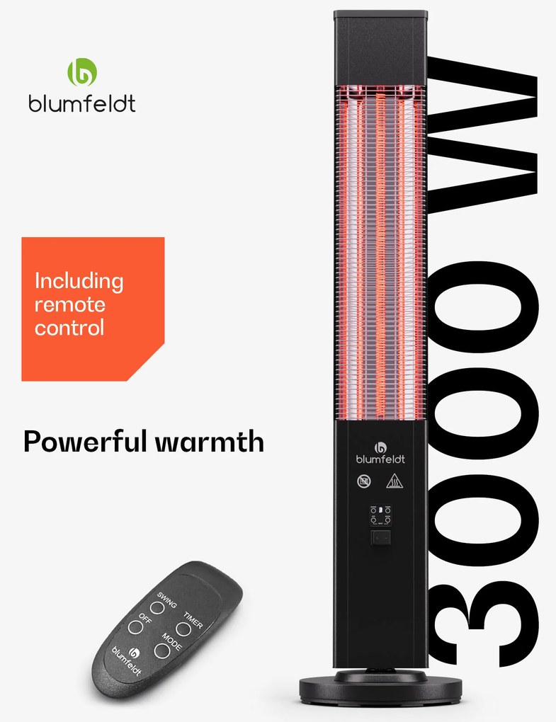 Heat Guru Plus 3000, kültéri és beltéri hősugárzó, 3000W, 3 fűtési szint, távirányítóval
