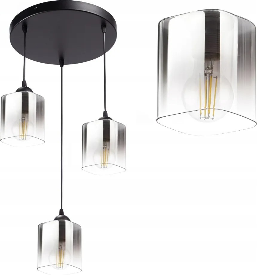 Modern Függőlámpa, Mennyezeti, Üveg, Krómozott, Ombre Búra, E27