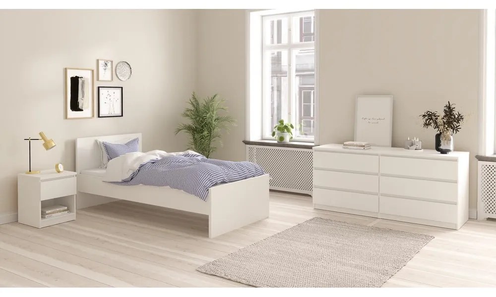 Fehér egyszemélyes ágy 90x190 cm Naia – Tvilum