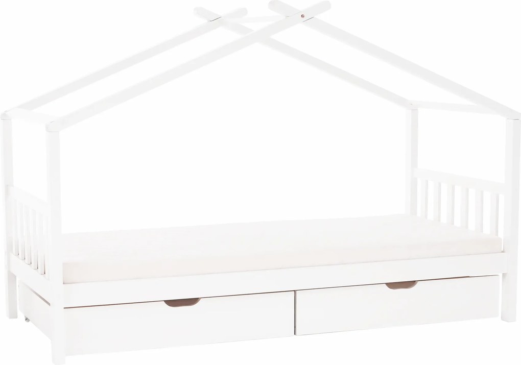 Ágy 2 konténerrál, fehér, ELISIA