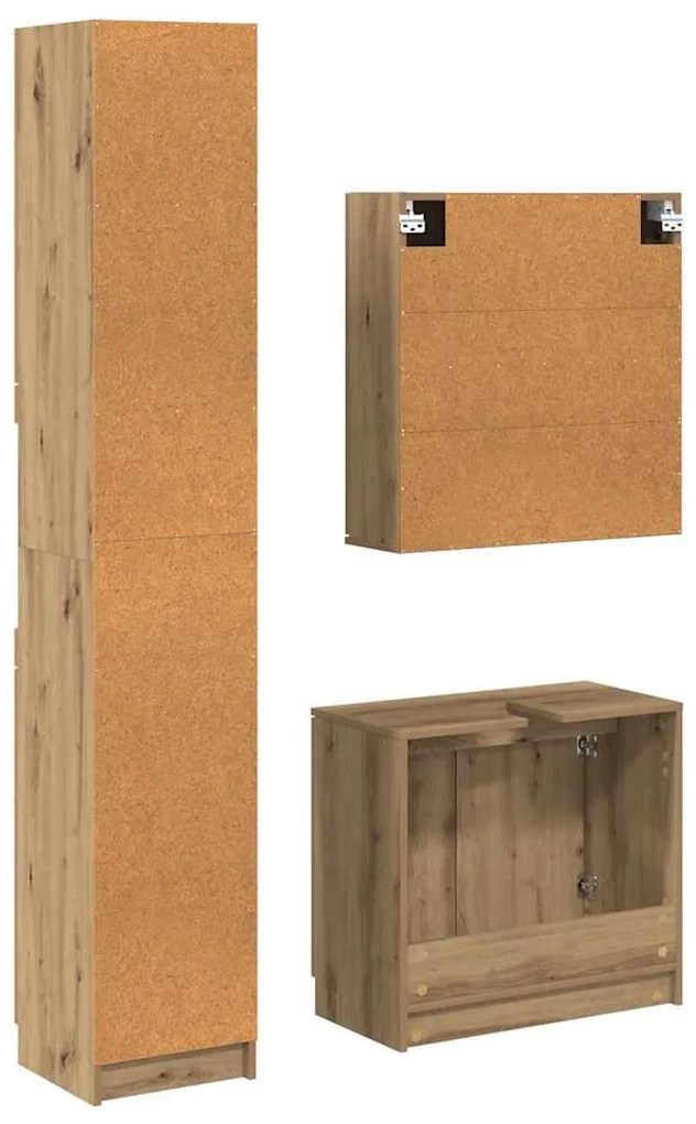 vidaXL Fürdőszobai Szekrény Szett polcokkal Artisan tölgy Faanyag