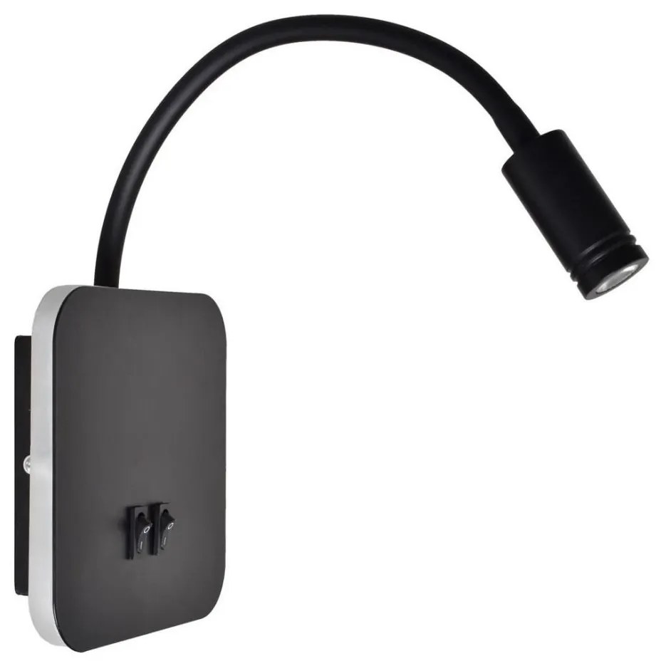 LED flexibilis fali lámpa BASE 1xLED/8W+1xLED/2W/230V fekete/ezüst