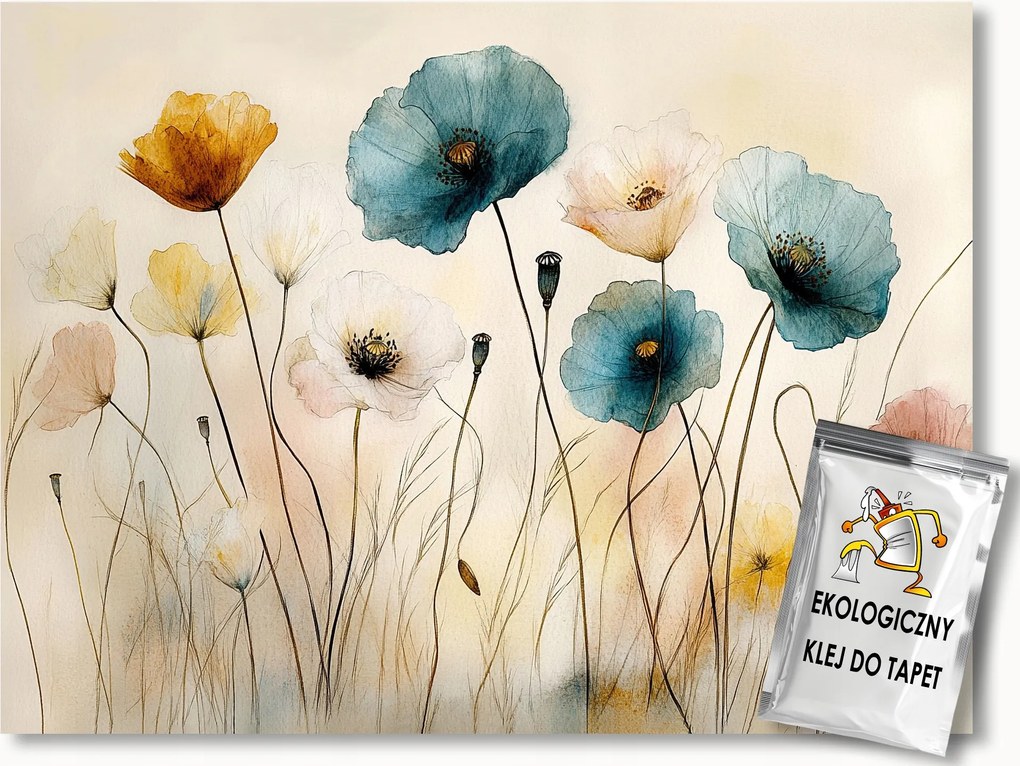 Fotótapéta Flizelina Természet Kert Rét Mező Virágok Pipacsok 300x210 ragasztó