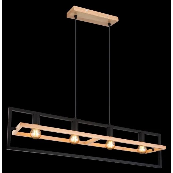 Globo 15575-4H - Kábellel függesztett ERICA csillár 4xE27/40W/230V fekete/bézs