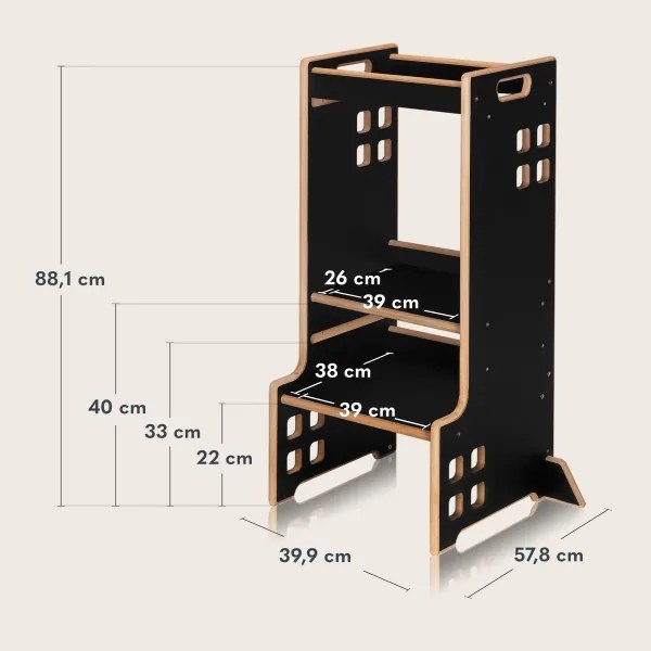 Lionelo - CASS Tanulótorony Fekete Onyx