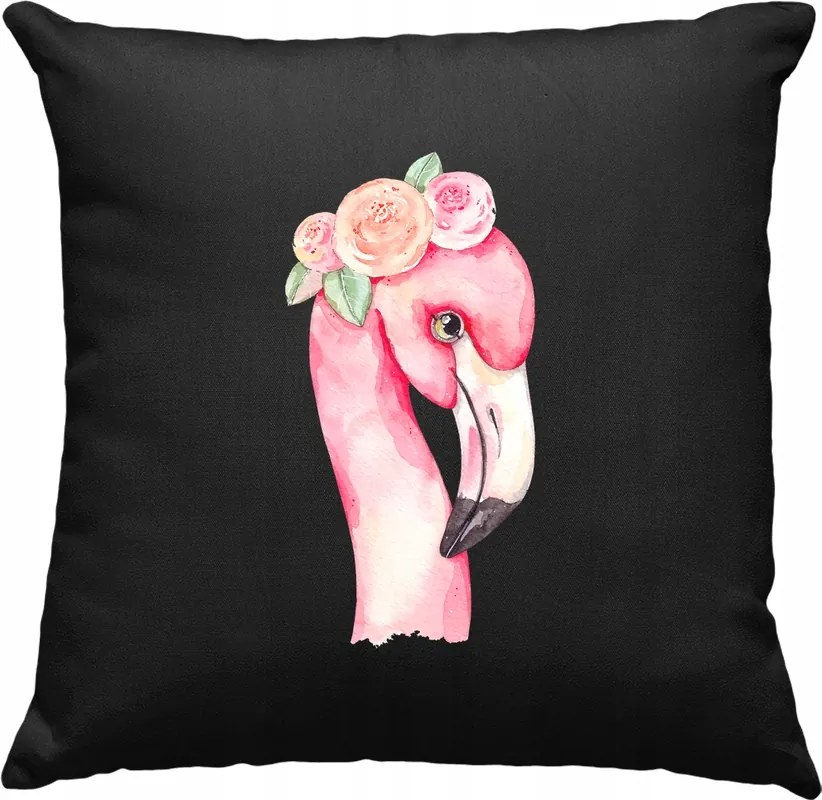 Flamingó párna Virágok Színes Fekete