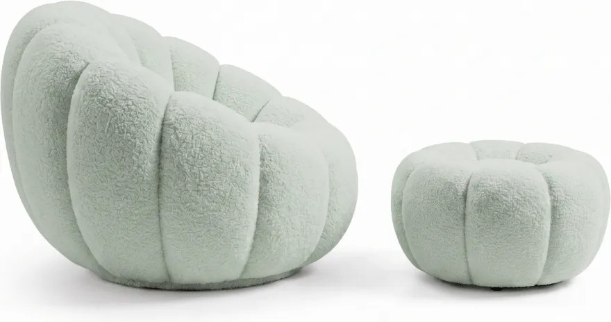 Design fotel BLOOM lábtartóval, világoszöld