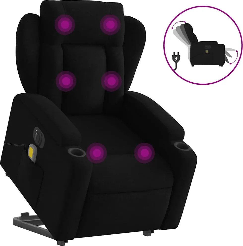 vidaXL fekete szövet dönthető elektromos álló masszázsfotel