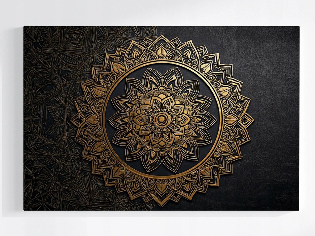 Poszter Mandala Fekete Arany Harmónia Wellbeing Zen 120x80