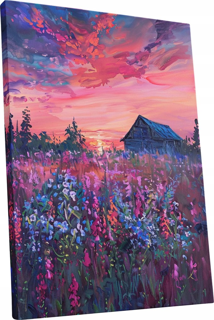 Vászonkép Naplemente virágok táj otthon nappali szoba 45x60