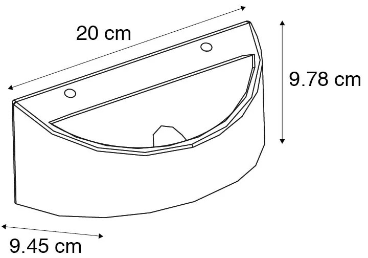 Rusztikus fali lámpa beton félkör alakú - Adelaide