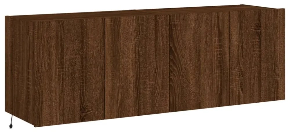 2 db barna tölgyszínű fali TV-szekrény LED-del 60x35x41 cm