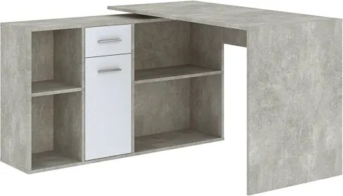 CARROLL 1 ajtós, 1 fiókos íróasztal | Beton + Fehér