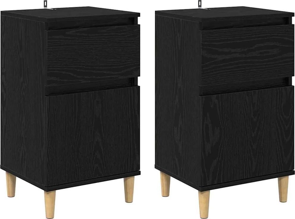 vidaXL Éjjeliszekrény 2 pcs Fekete tölgy 40 x 35 x 70 cm Faanyag