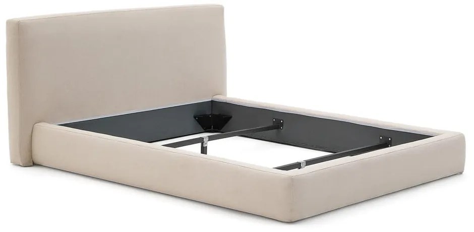 Bézs kárpitozott egyszemélyes ágy ágyrács nélkül 90x200 cm Blok – Kave Home