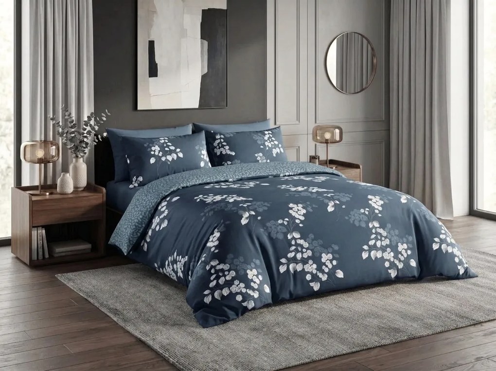 Pamut ágynemű EIRENE sötétkék Ágyneműhuzat mérete: 70 x 90 cm | 140 x 200 cm