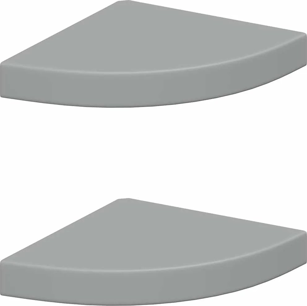 vidaXL 2 db szürke MDF lebegő sarokpolc 25 x 25 x 3,8 cm