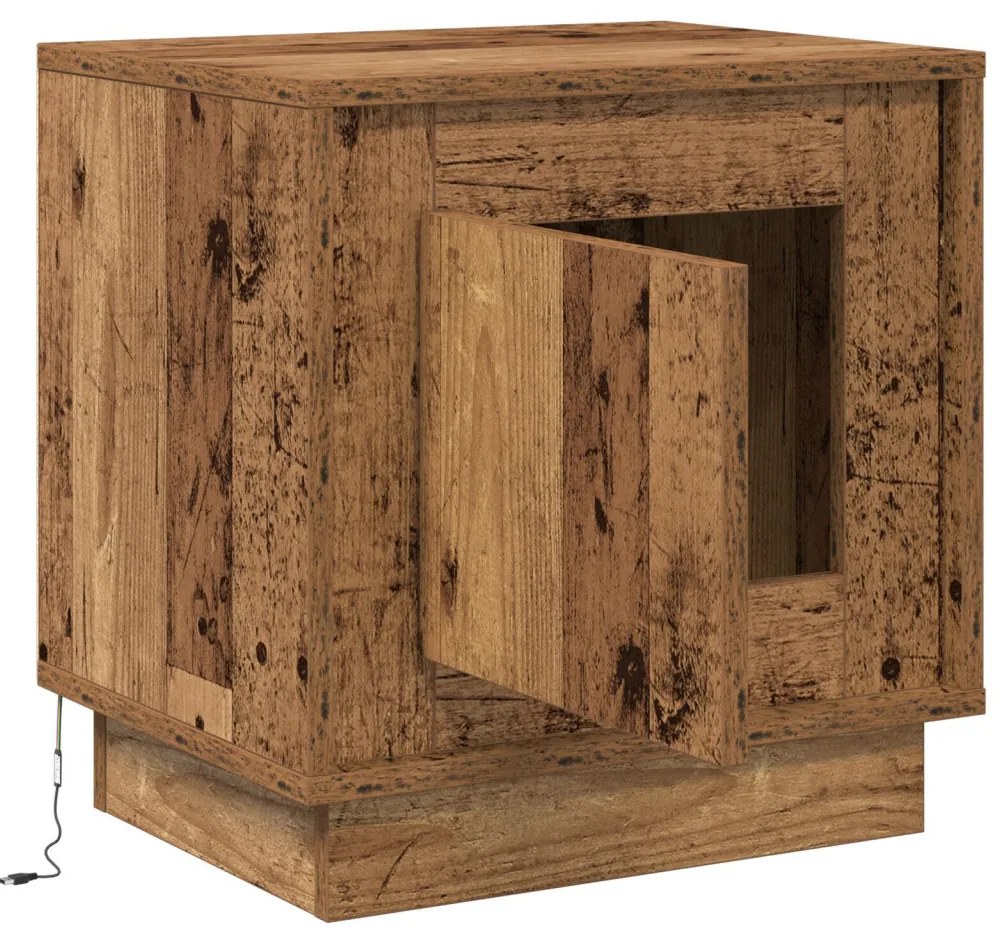 Éjjeli szekrény LED világítással 2 db Régi fa 44x34,5x45 cm