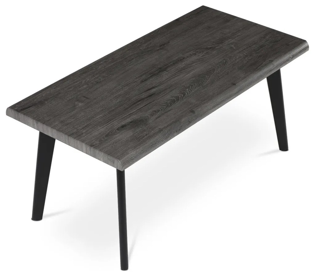 Măsuță de cafea 120x60x55 cm, blat MDF, decor stejar gri, metal, picioare negre