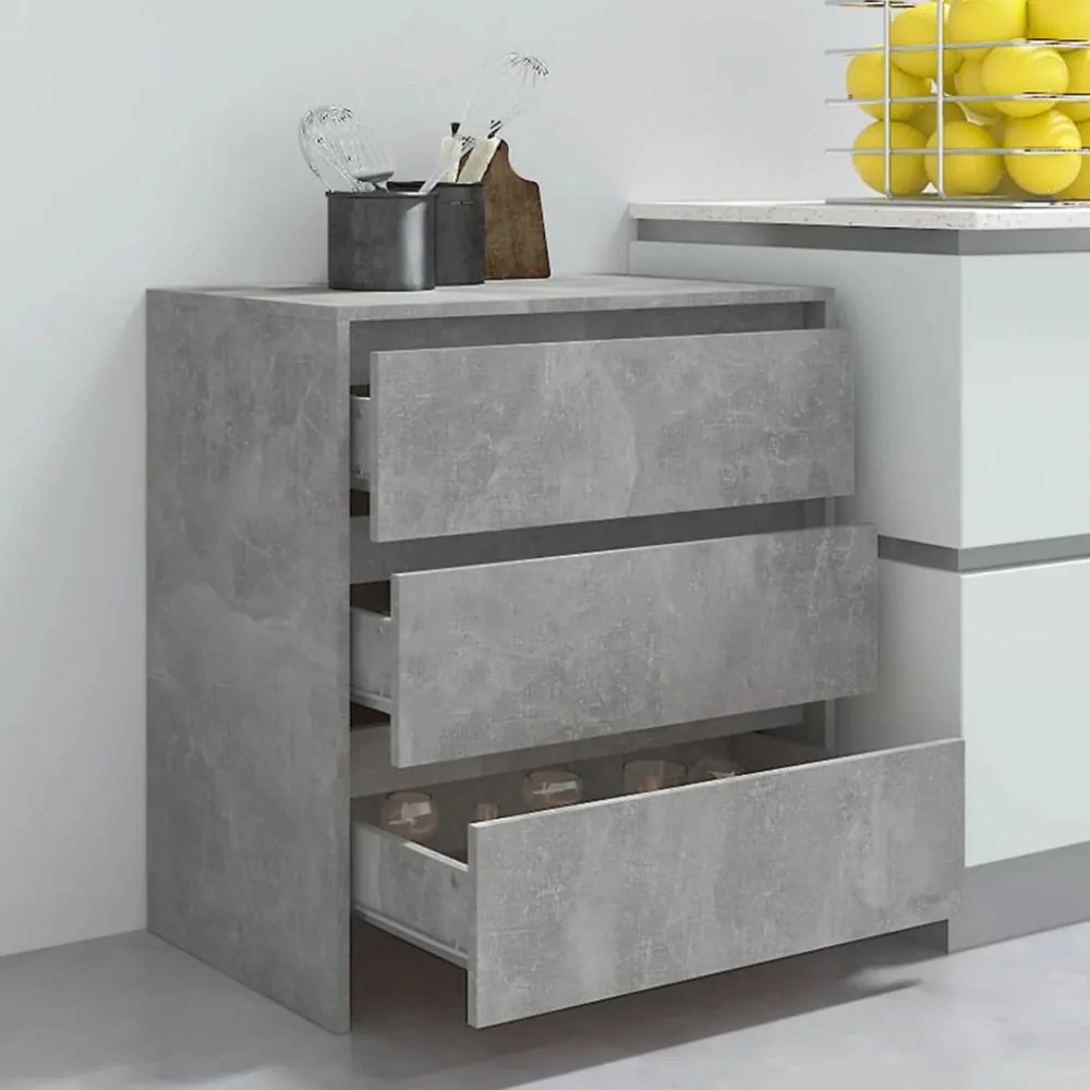betonszürke szerelt fa tálalószekrény 70x41x75 cm