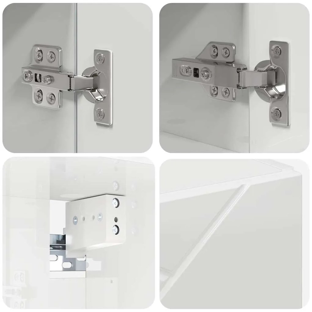 Fürdőszoba bútor szett 4 pcs Magasfényű fehér 61 x 35 x 64 cm
