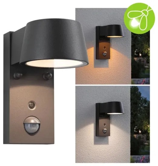 Paulmann 94714 - LED/6W IP44 Kültéri fali lámpa érzékelővel CAPERA 230V