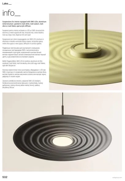 Redo 01-3047 - LED csillár kábelen LAKE LED/13W/230V CRI 90 átm. 50 cm fekete