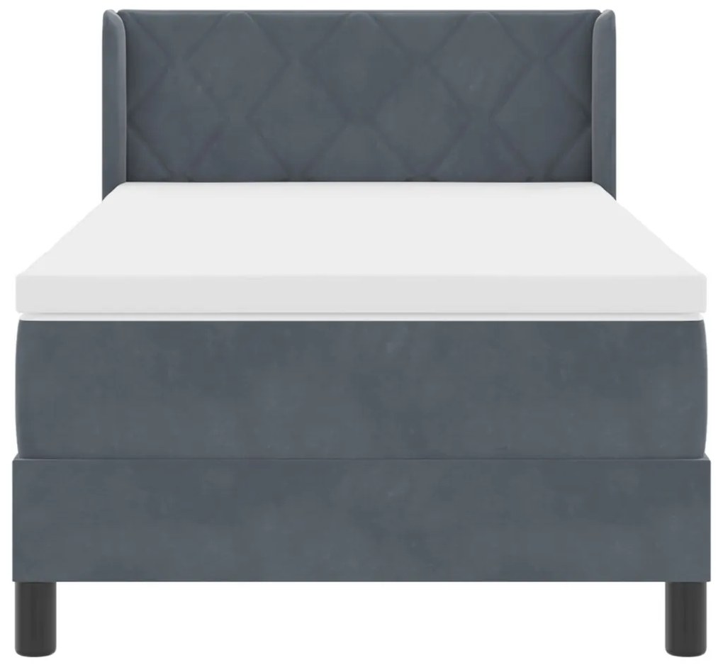 Boxspring Ágy Matracra Sötétszürke 90x200 cm Bársony