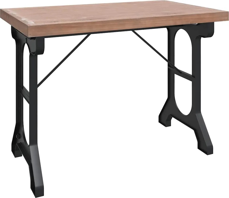 vidaXL tömör fenyőfa és vas étkezőasztal 110 x 65 x 82 cm