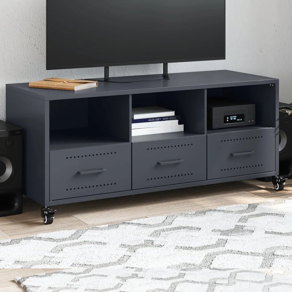 antracitszürke acél TV-szekrény 100,5 x 39 x 43,5 cm
