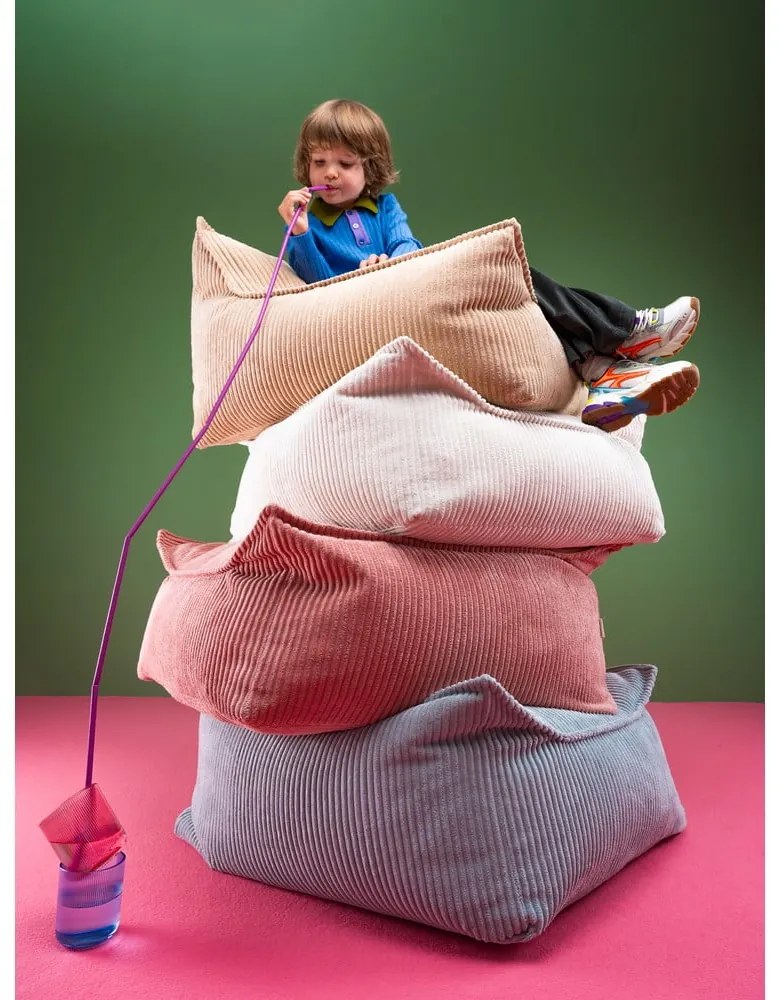 Rózsaszín kordbársony gyerek babzsákfotel Square – Wigiwama