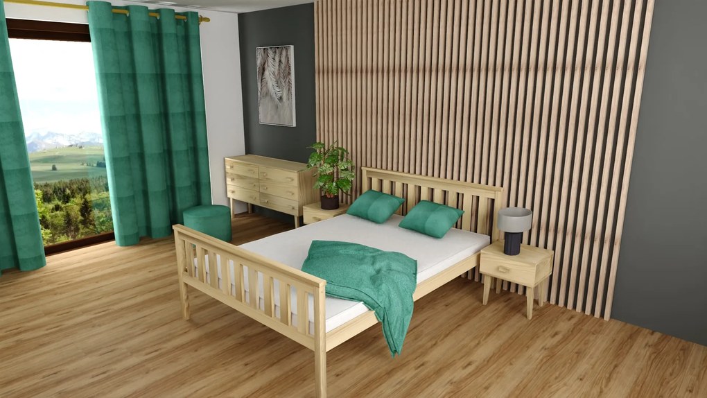 Ágy KALEA 90 x 200 cm, fenyő Ágyrács: Lamellás ágyrács, Matrac: Coco Maxi 20 cm matrac