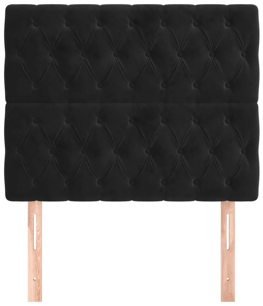 fekete bársony fejtámla 100x7x118/128 cm