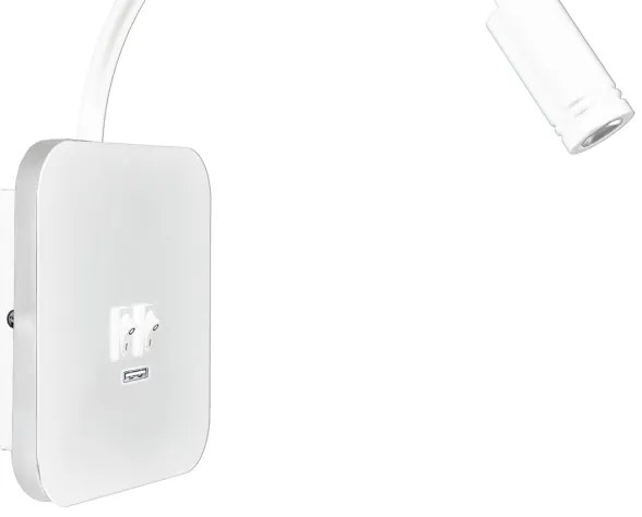 LED flexibilis fali lámpa USB-vel BASE 1xLED/8W + 1xLED/2W/230V fehér