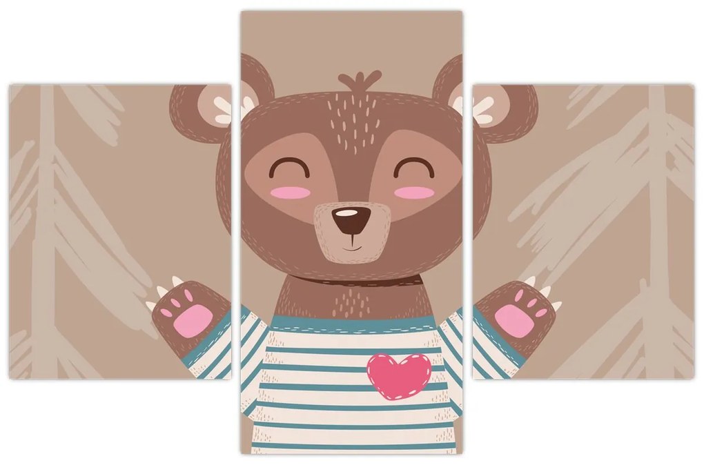 Kép - Mackó csíkos pólóban (90x60 cm)