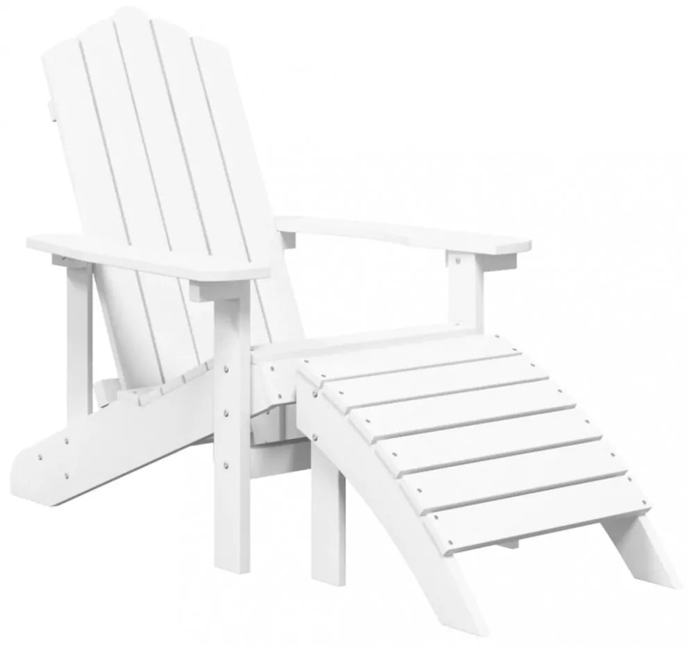 2 db fehér HDPE kerti adirondack szék lábtartóval