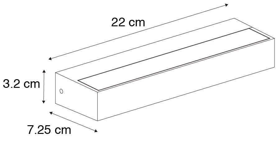 Modern fekete fali lámpa 22 cm LED-del, IP65 - Hannah