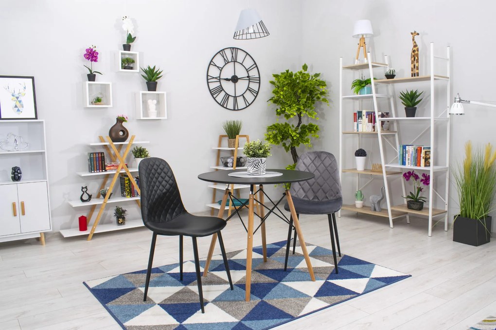 AKCIÓ Sötétszürke bársonyszék ASTI fekete lábakkal II. osztály