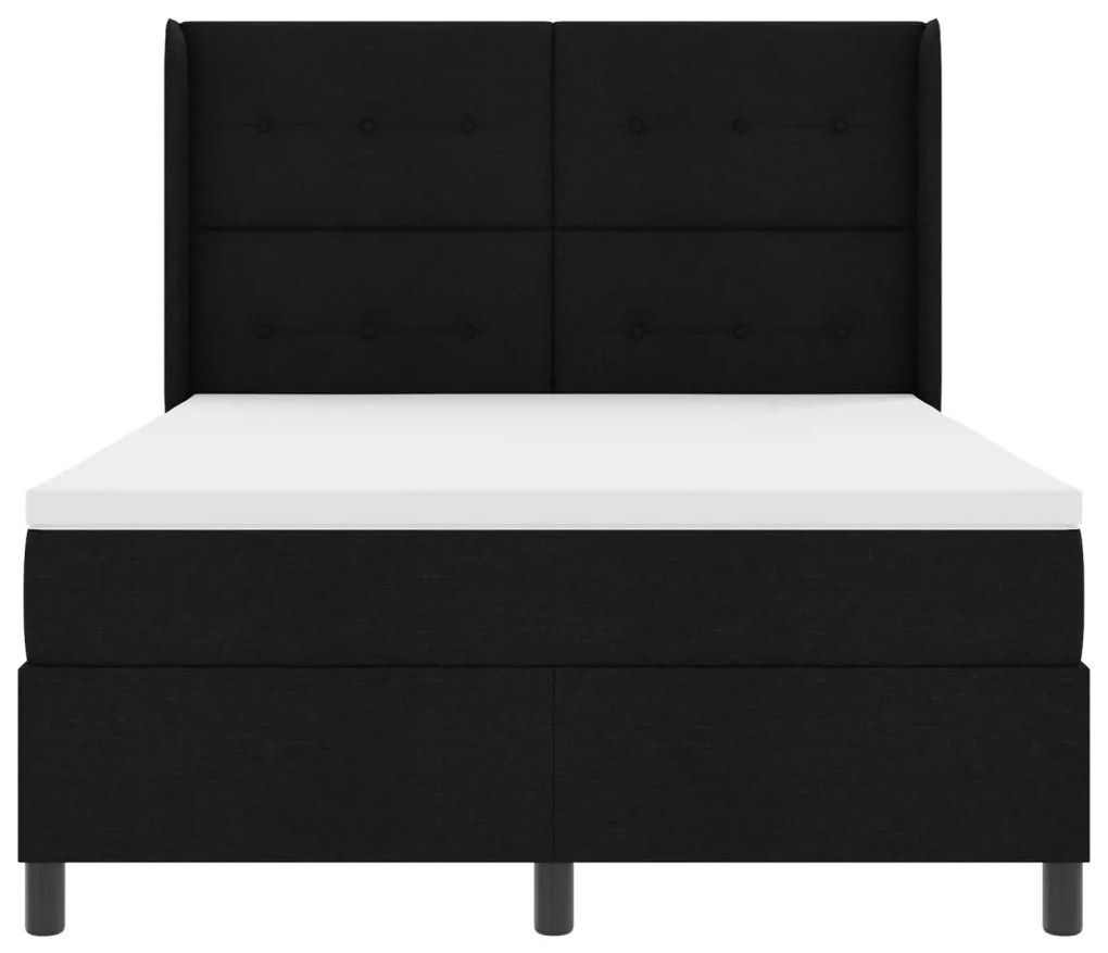 Boxspring Ágy Mattal és LED Fénnyel Fekete 140x200 cm Szövet