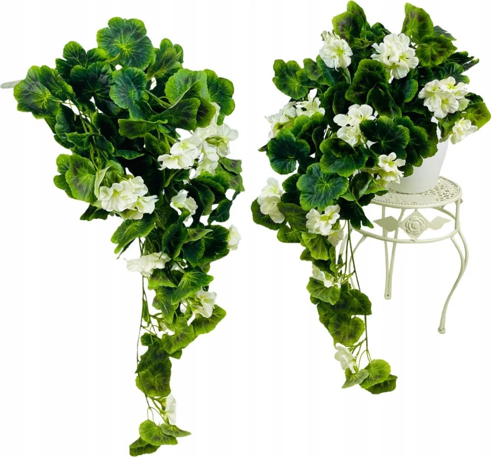 Mű Geránium Virág Füzér, Geránium Virágok, Lógó Virág Füzér 80 cm