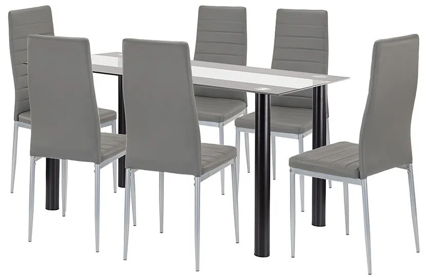 Denton 6+1 étkező garnitúra szürke-szürke