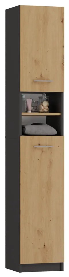 Riano MIX Marbela fürdőszoba szekrény, 32x180x30 cm, antracit-tölgy