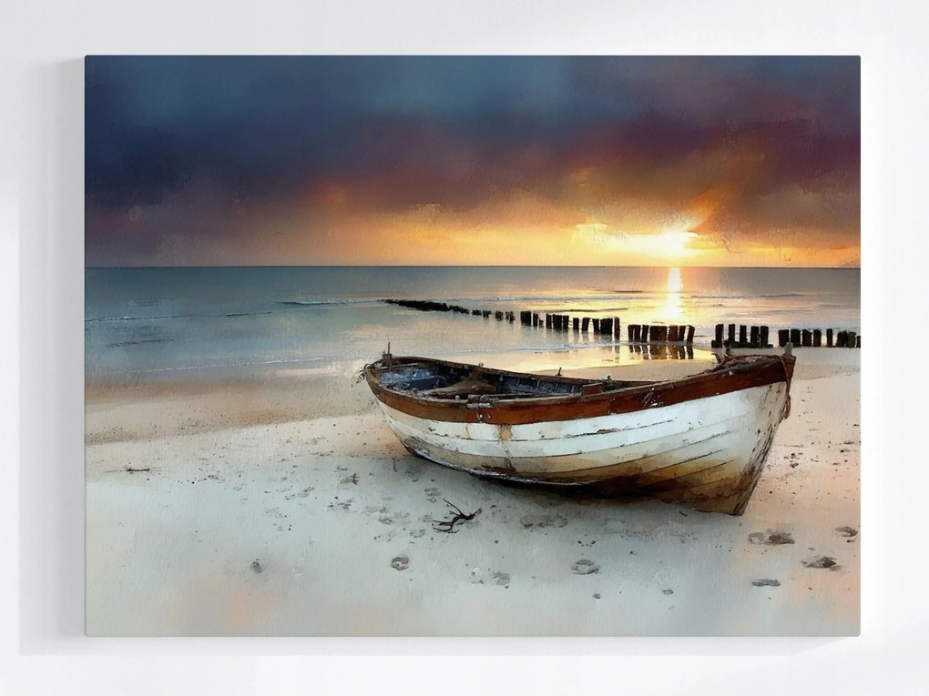 Vászonkép Canvas Csónak Tenger Naplemente Balti Tengerpart 80x60