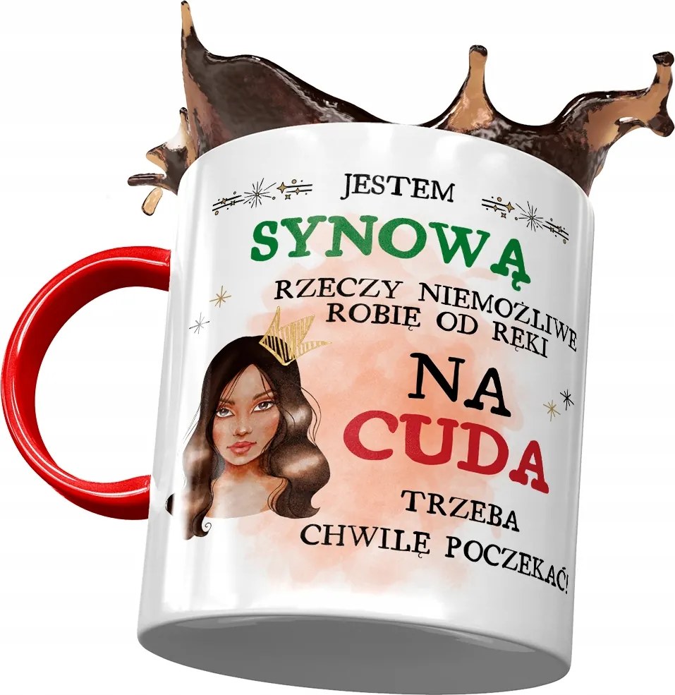 Piros Bögre Fia Fiának Fia Feleségének Ajándék Nyomtatott Fotóval